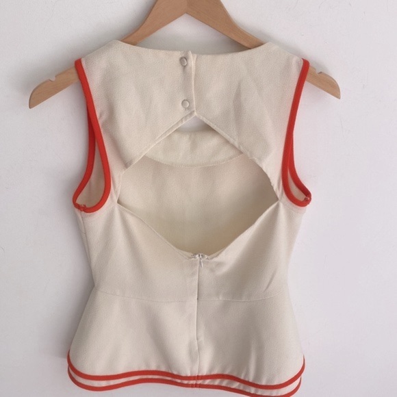 Bar III Front Row sleeveless peplum mid back triangular open Top, Size L - Picture 9 of 11